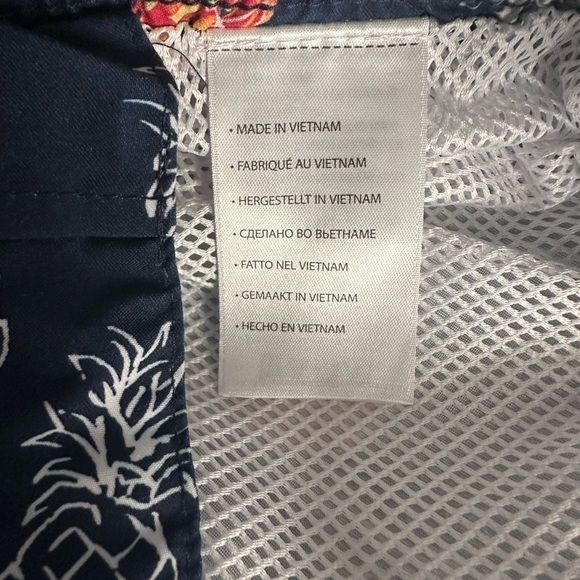 Mens 1x swim shorts navy blue w pineapple print Island Passport 9” inseam - Picture 11 of 12